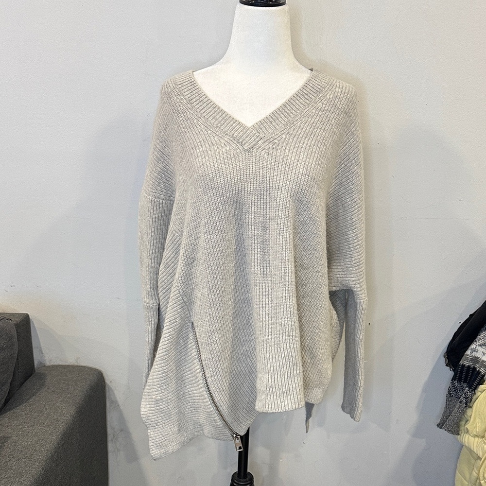 All Saints Oversized Light‎ Gray Able Zip Jumper